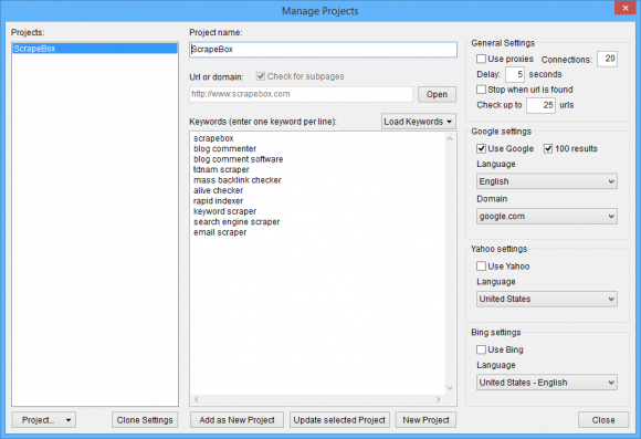 RankTracker Job Settings